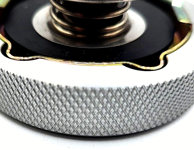 Radiator Cap, Billet Aluminum, Machined Finish, Knurled Edge, 16lbs Chevy Ford