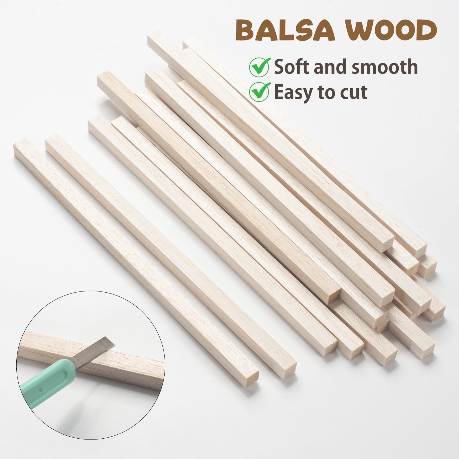Balsa Wood Sticks, Balsa Wood Strips, 20 PCS 1/2" x 12" Square Wooden Dowel R...