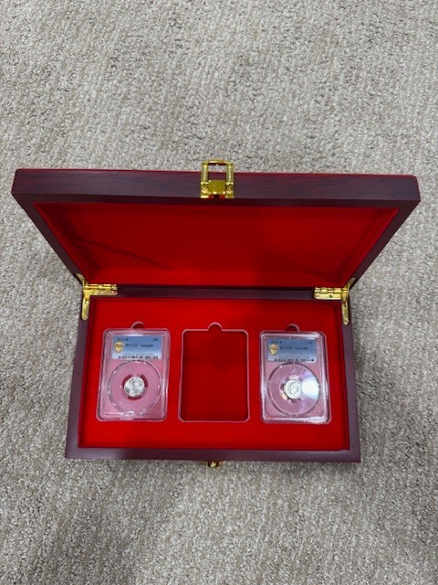 Premium Wooden 3 PCGS Coin Display Storage Box Case Collector Coin Holder PCGS
