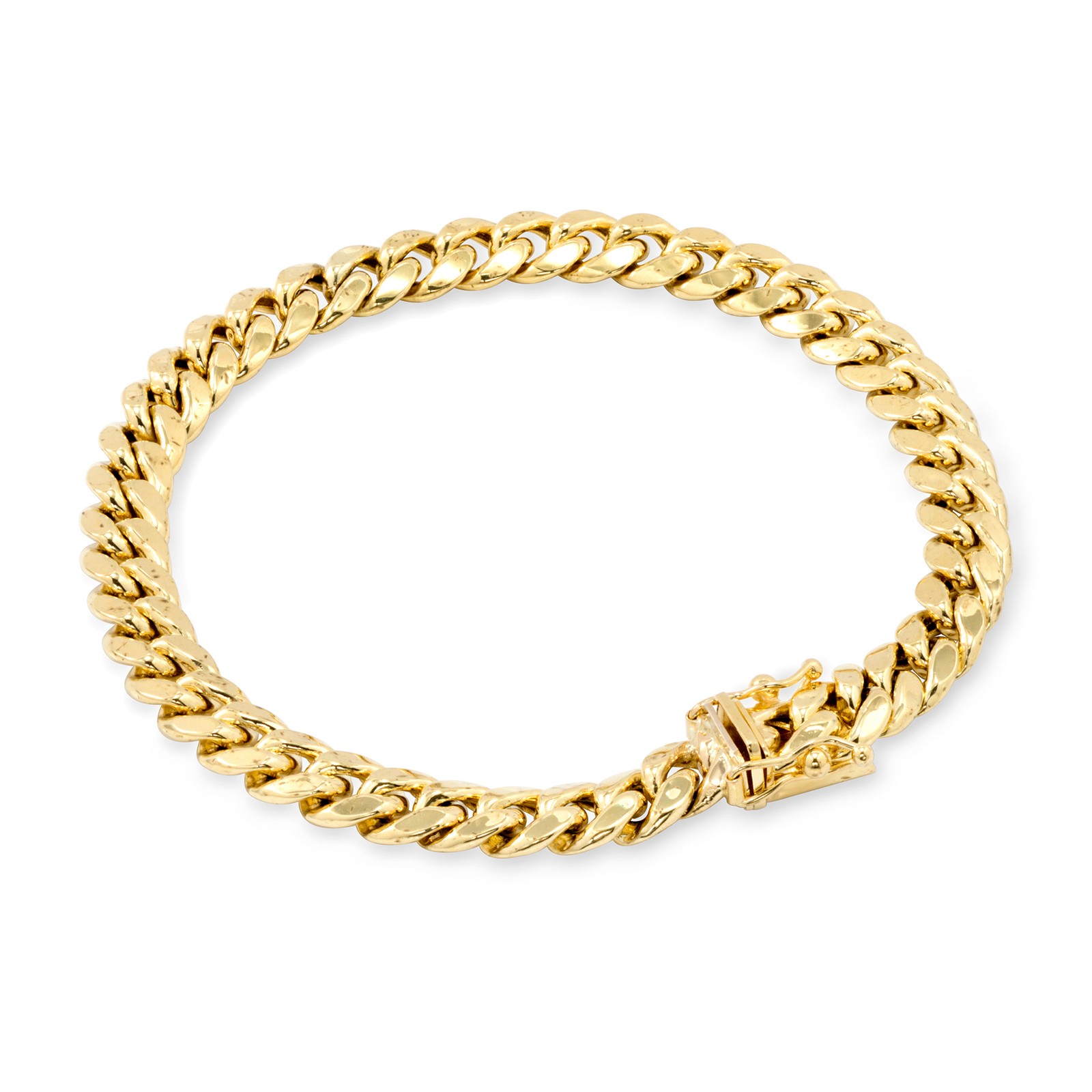 14K Yellow Gold 6.5mm Miami Cuban Link Chain Bracelet Mens Womens 7" 8" 9"