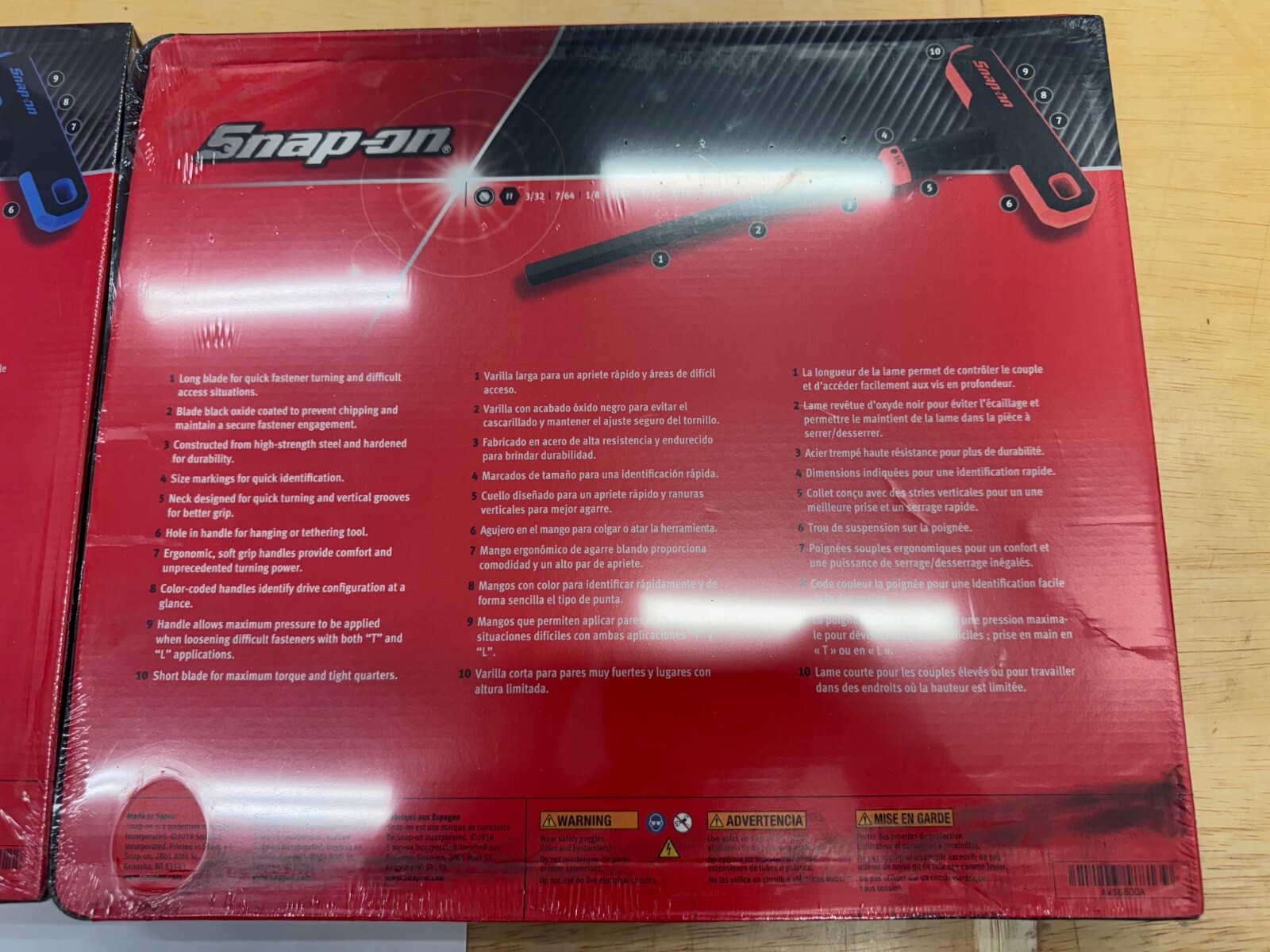 Snap-on Tools SPAIN NEW 16pc SAE / Metric T-Shaped Combo Hex Wrench Sets