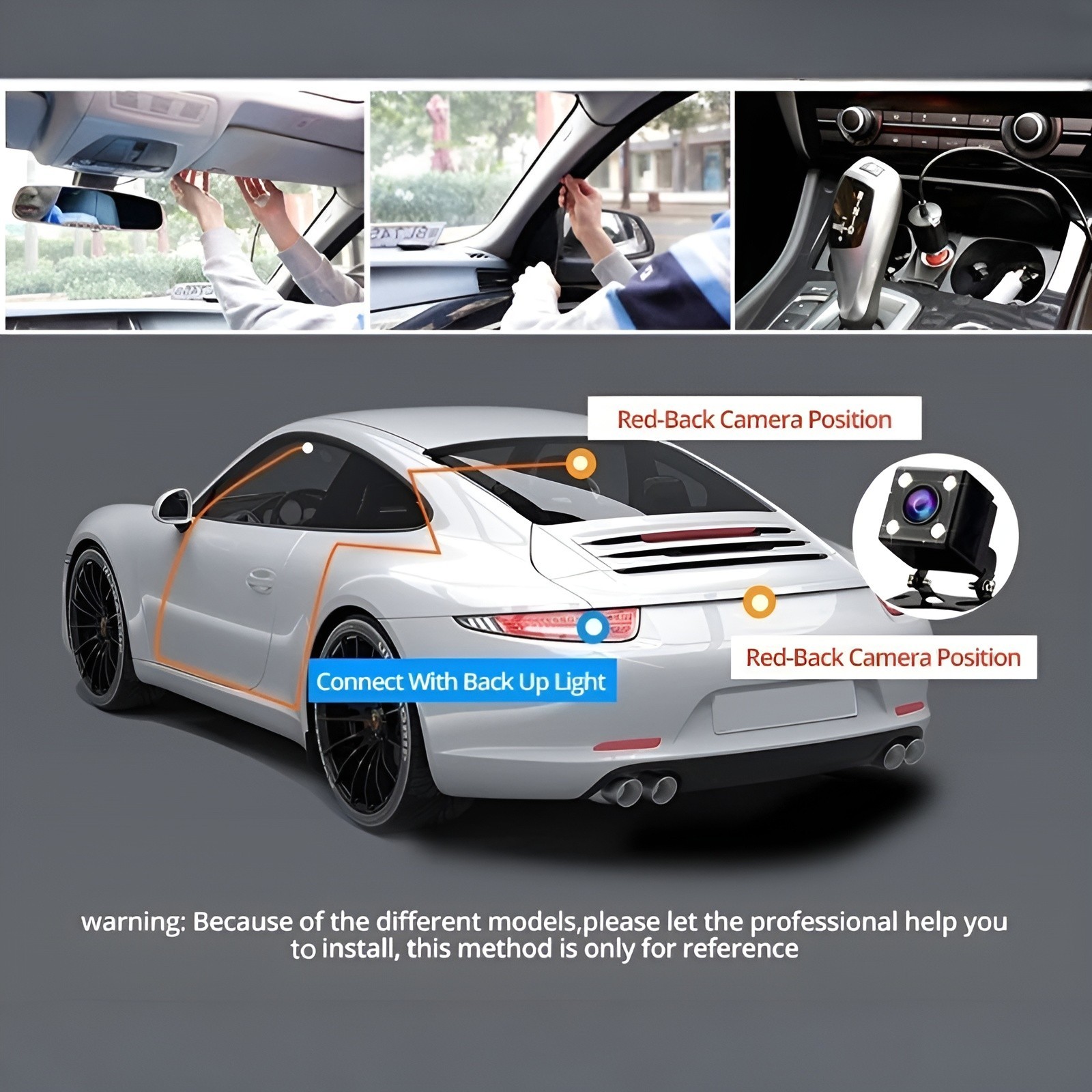 3 Lens Dash Cam Front Cabin Rear 1080P Night Vision, Parking Monitor, G-Sensor