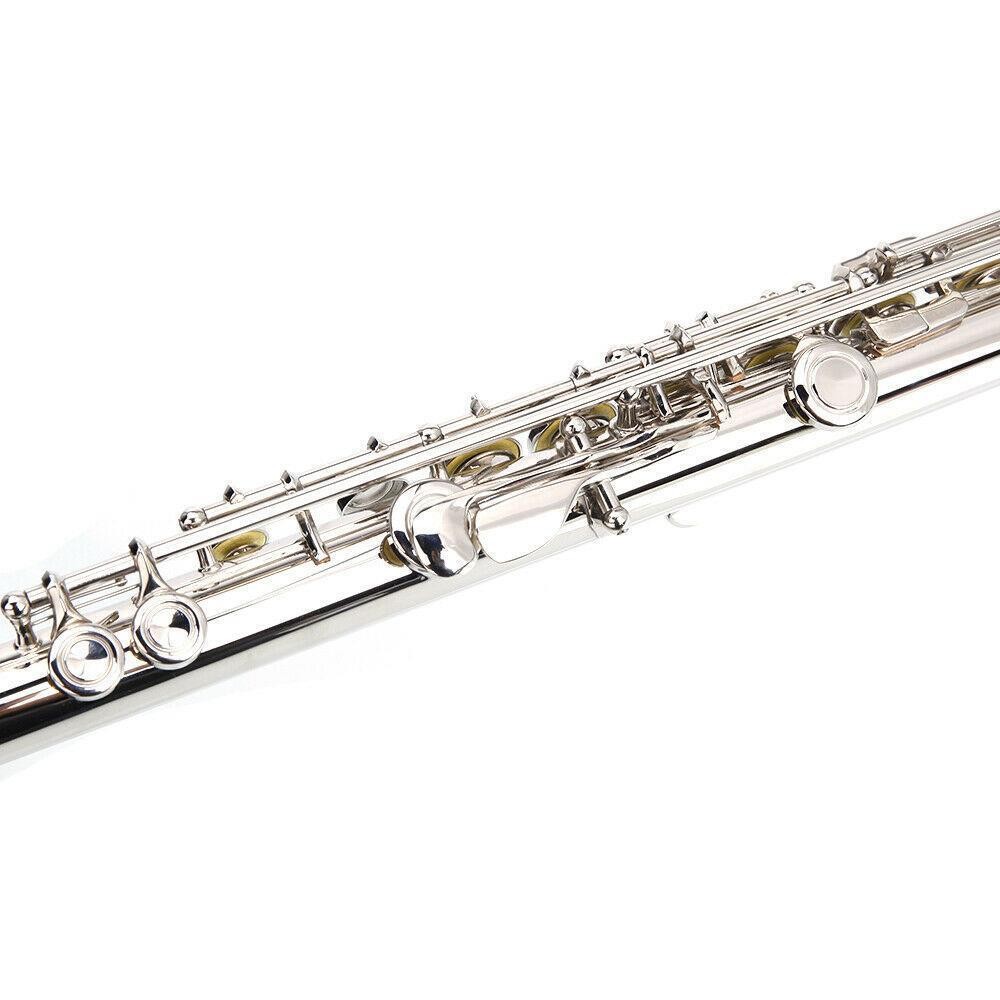 Ktaxon Professional Nickel Plated C Closed 16 Hole Concert Band Flute with E Key