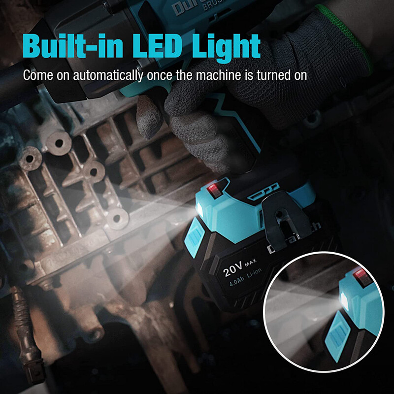 DURATECH 20V Cordless Impact Wrench Sets 1/2" Brushless Impact Driver 600 Ft-Lbs