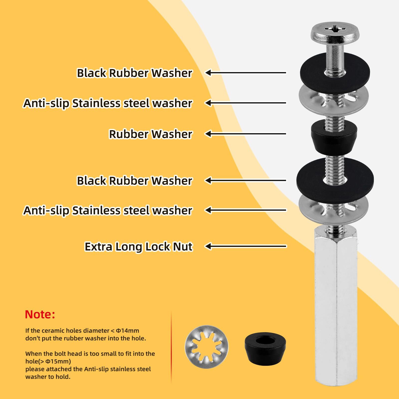 Toilet Seat Screws,Stainless Steel Toilet Seat Bolts with Long Downlock Nuts