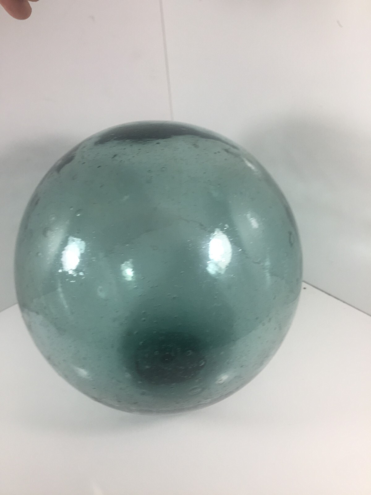 Antique Japanese Glass Extra Large 33" Circumference Fishing Float Blue Green
