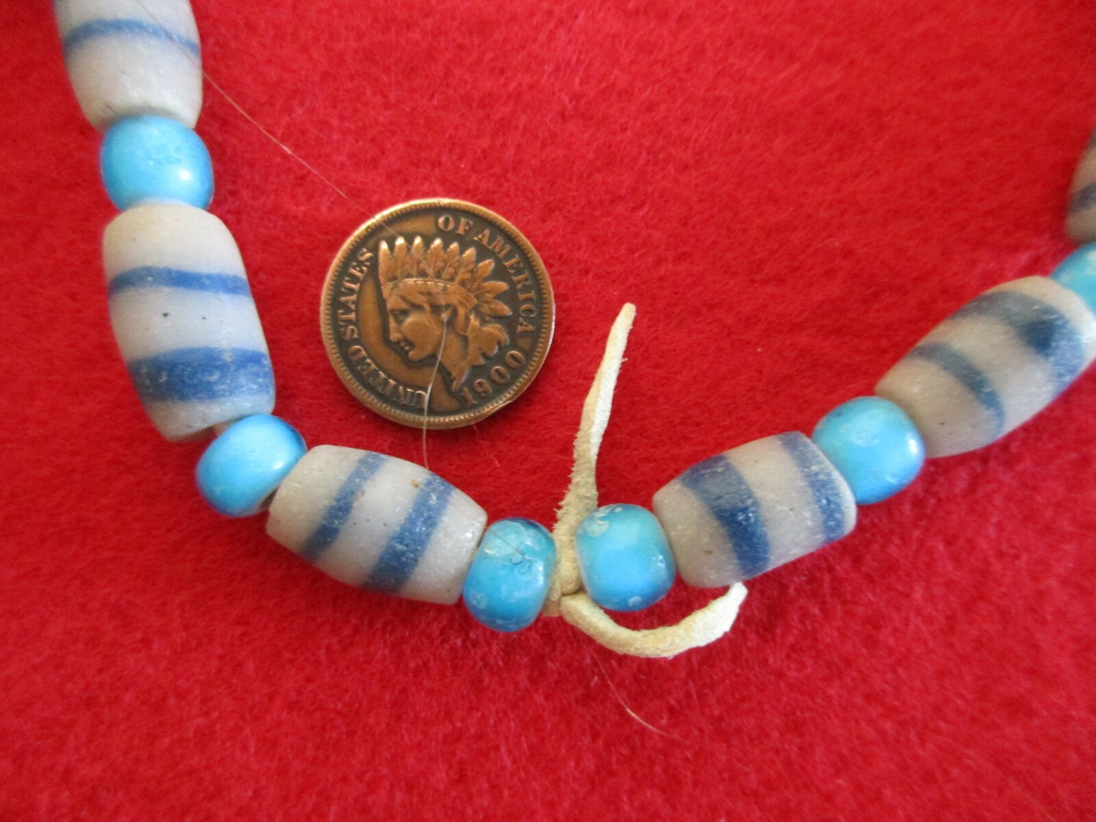 FRENCH BEAVER TAIL JESUIT CROSS, LEATHER STRUNG TRADE NECKLACE, WHA-0226*06294