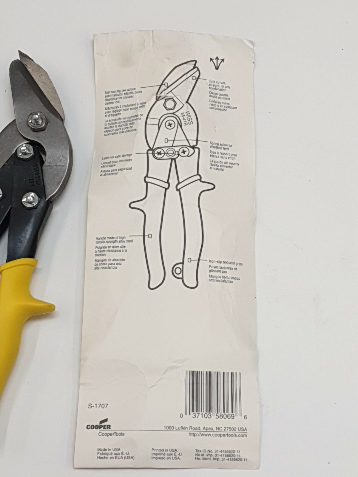 WISS M-41R Pipe and Duct Snipe 20 gauge Made In USA