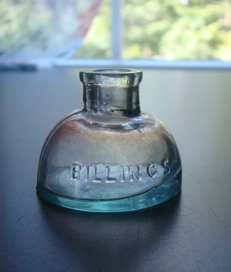 Antique Aqua-Blue BILLINGS Igloo Ink Bottle