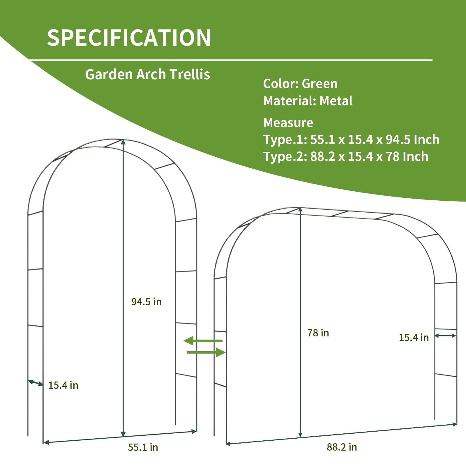 Metal Garden Arch Trellis for Climbing Plants Outdoor, Garden Arbors and Arch...