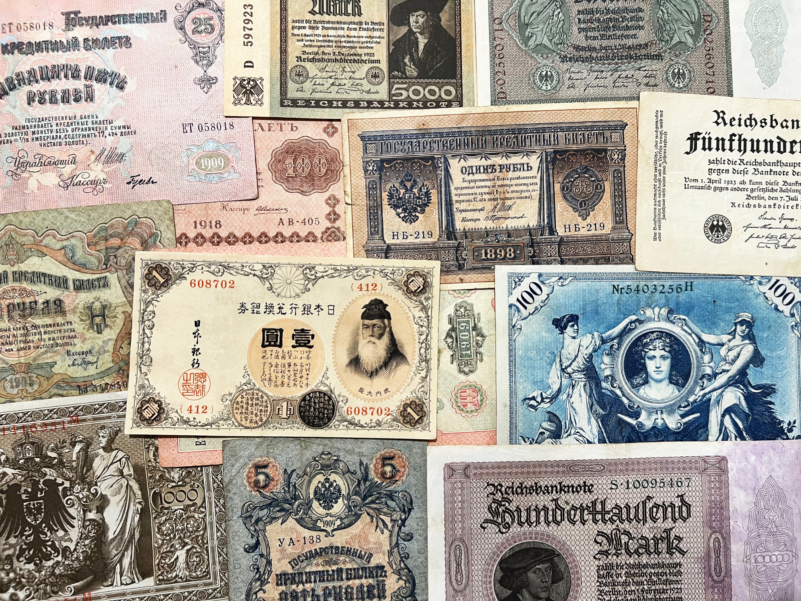 100+ Year Old Banknotes & Modern World Paper Money 27 Note Lot Set Currency Cash