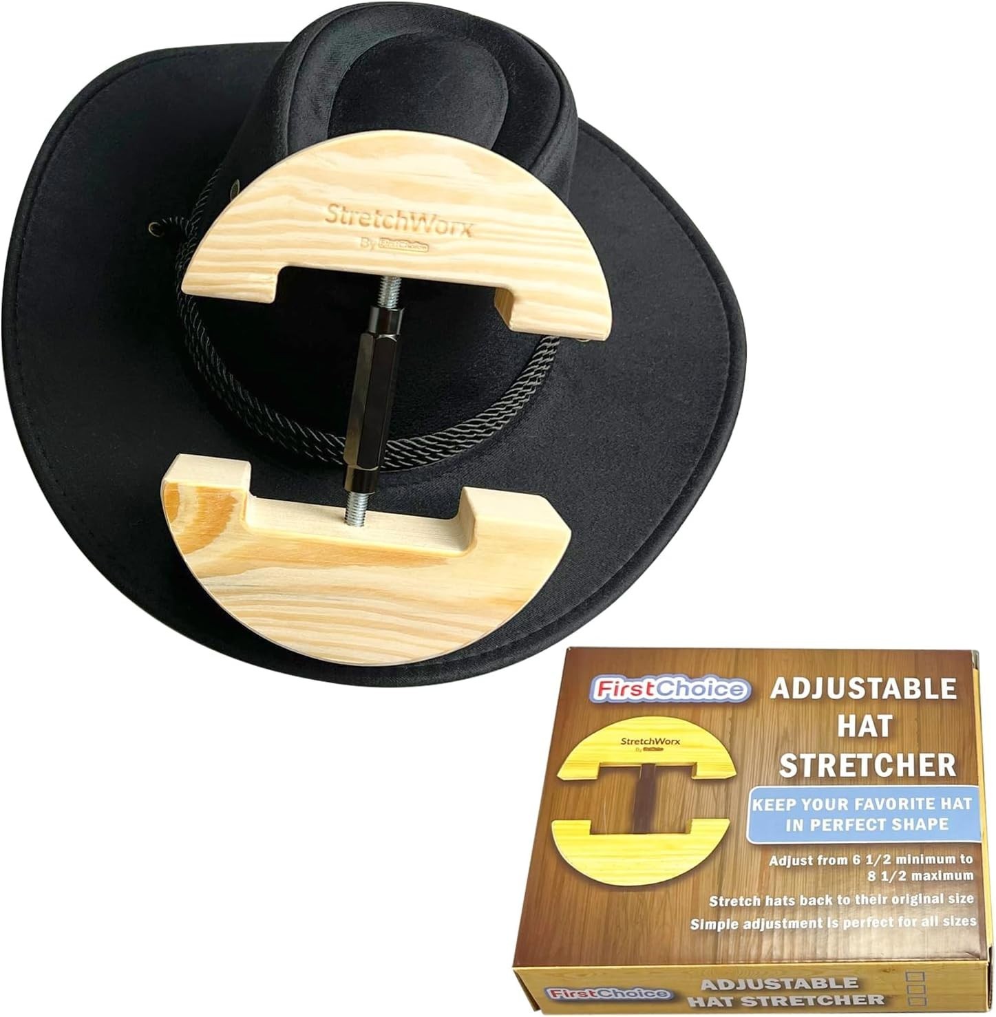 Wood Hat Stretcher Fitted Cowboy Hat Stretching Tool Unisex Adjustable