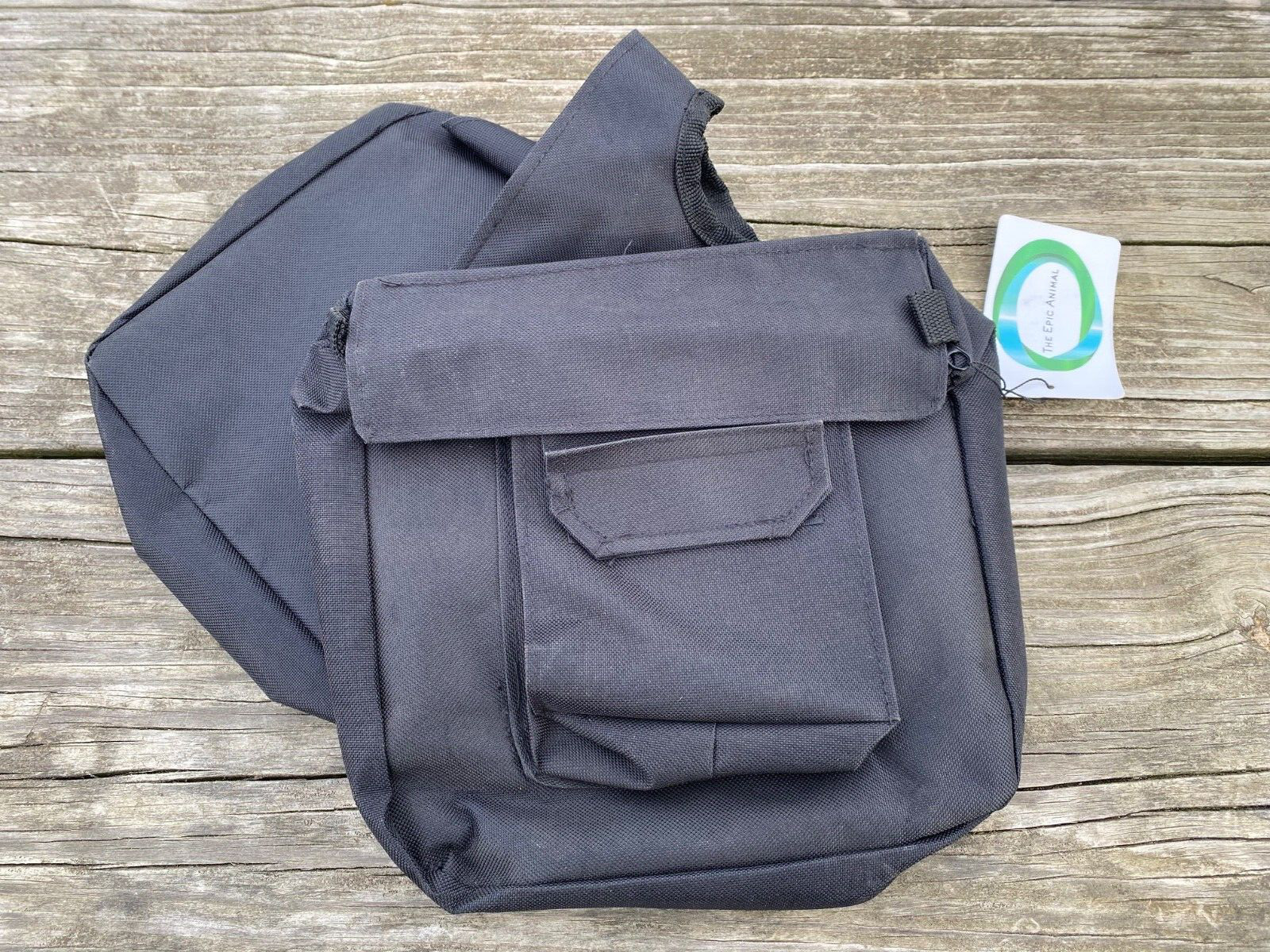 Black waterproof nylon Western saddle horn bag w/multiple pockets