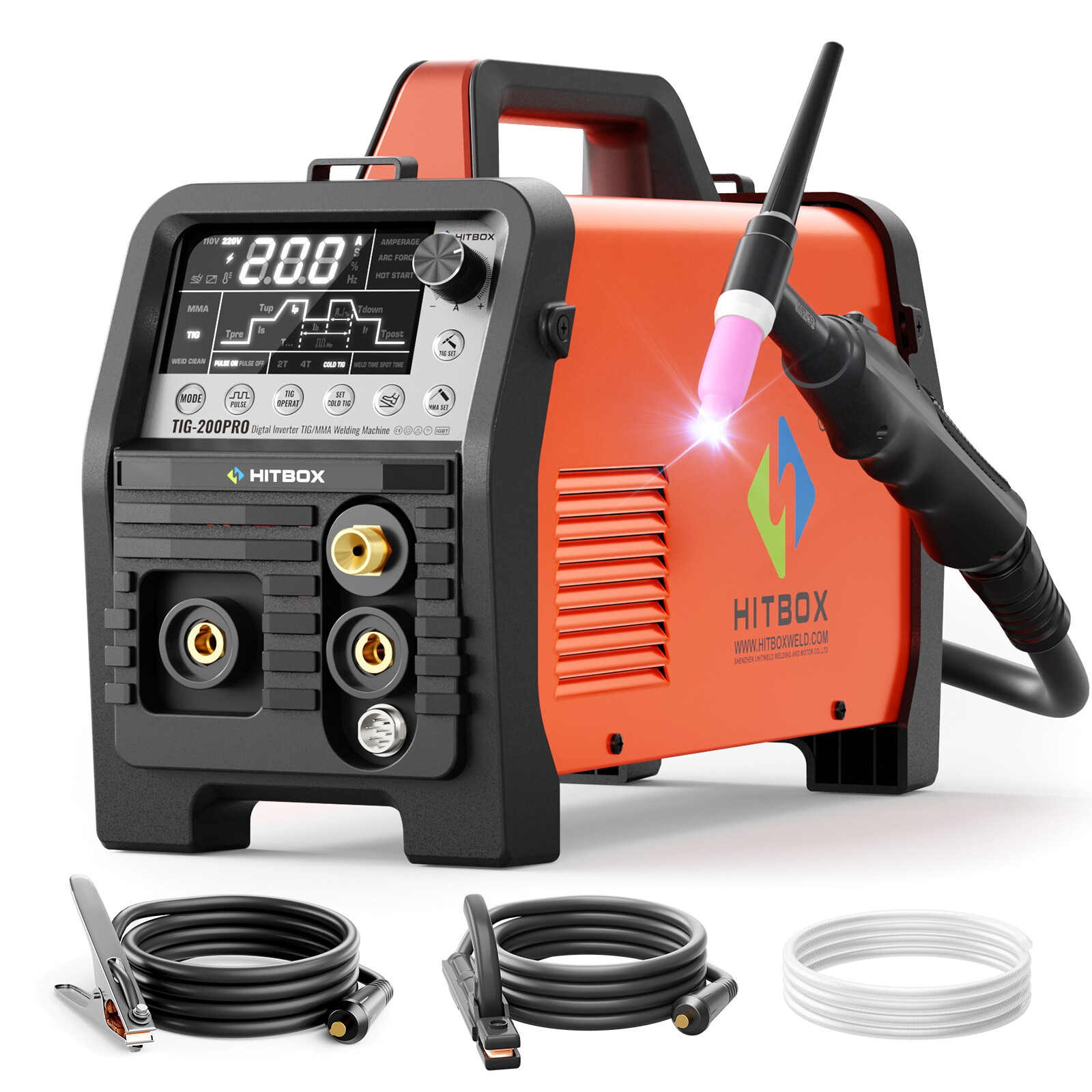 6-in-1 Cold TIG Welding Machine 200A HF/SPOT/PULSE TIG, Stick, Clean 110V/220V