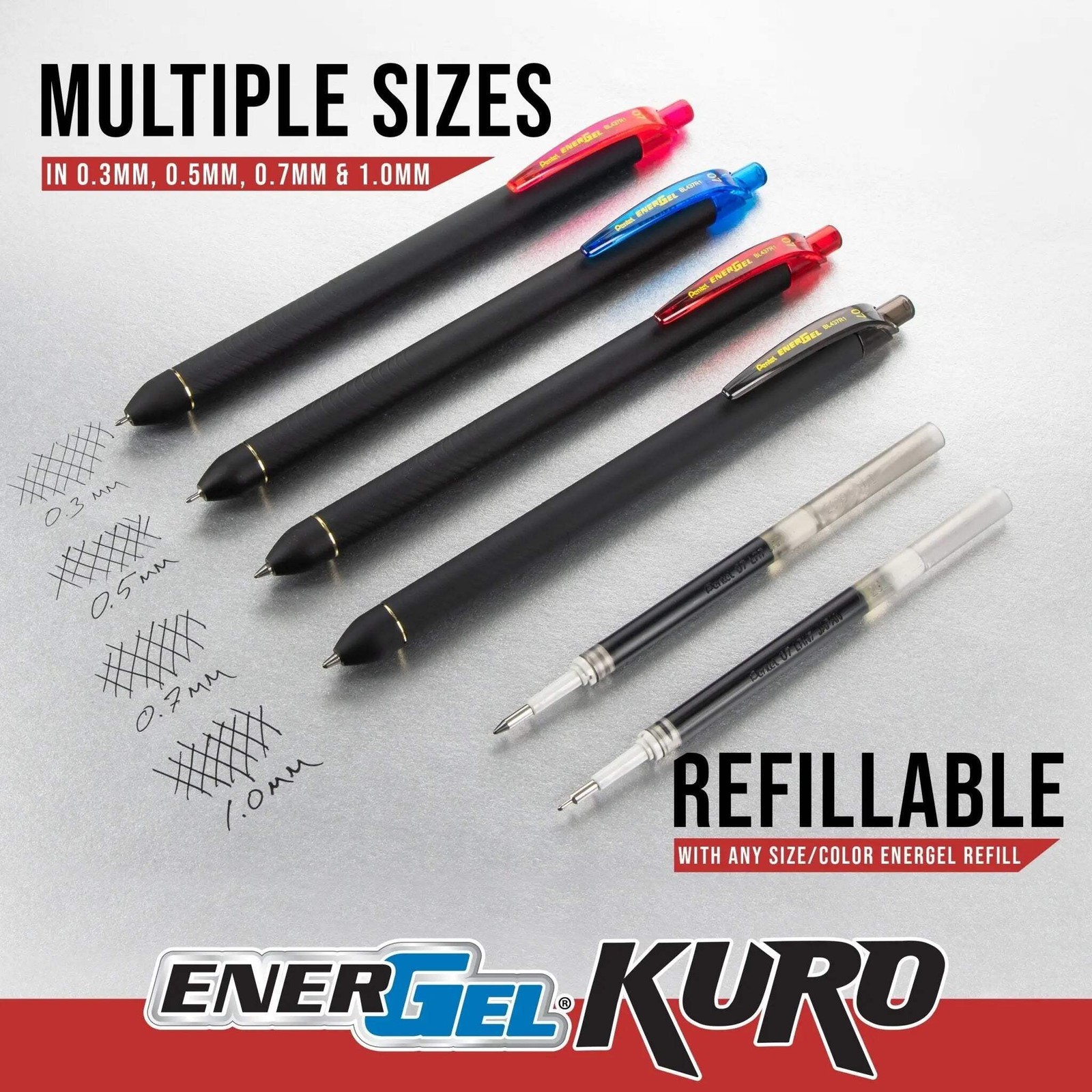 Pentel EnerGel Kuro Shades of Dusk, Assorted Ink, 6-pk