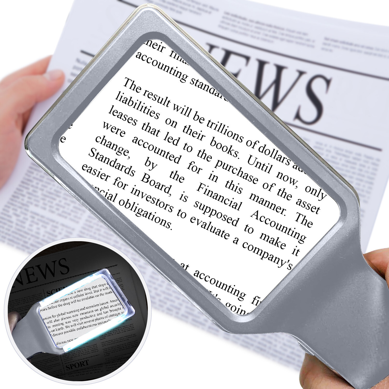 MAGNIPROS 6X (600%) Magnifying Glass with 3 Color Light Modes for Low Vision