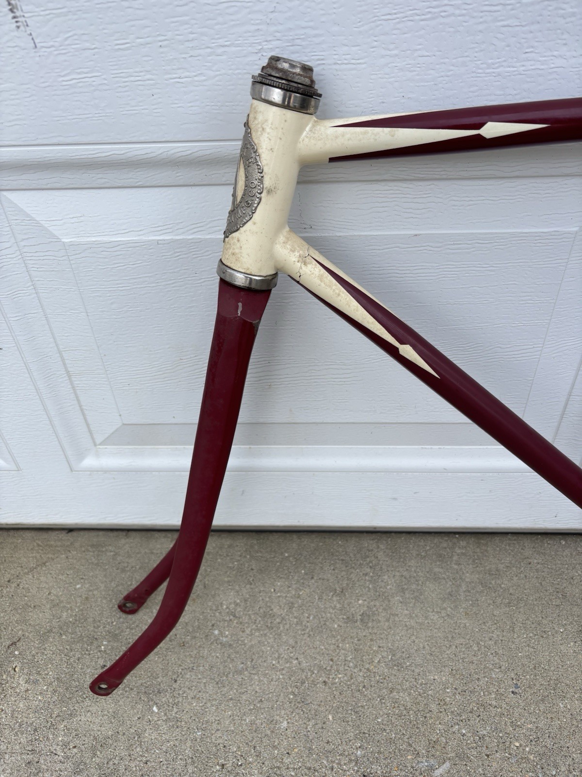 ANTIQUE 1900'S CIRCA ADLAKE 28" REPAINTED MOTORBIKE FRAME SET