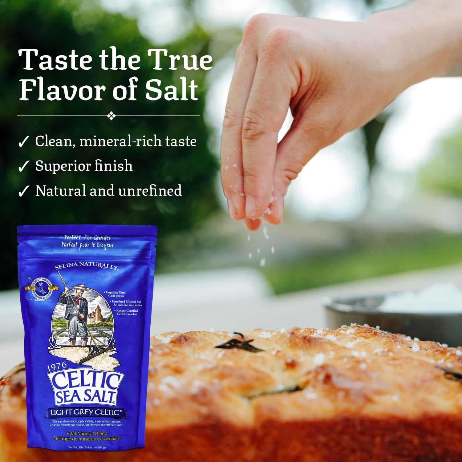 Light Grey Celtic Sea Salt 1 Pound Resealable Bag Additive-Free