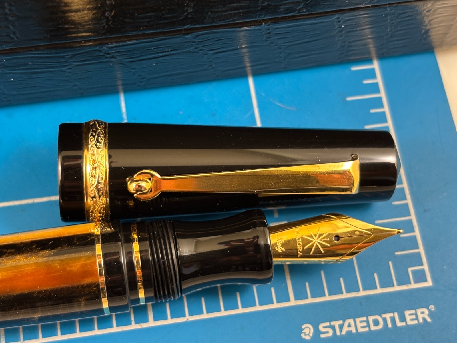 Judd's NEW Maiora Aventus Unica Black & Orange Fountain Pen w/Medium Nib