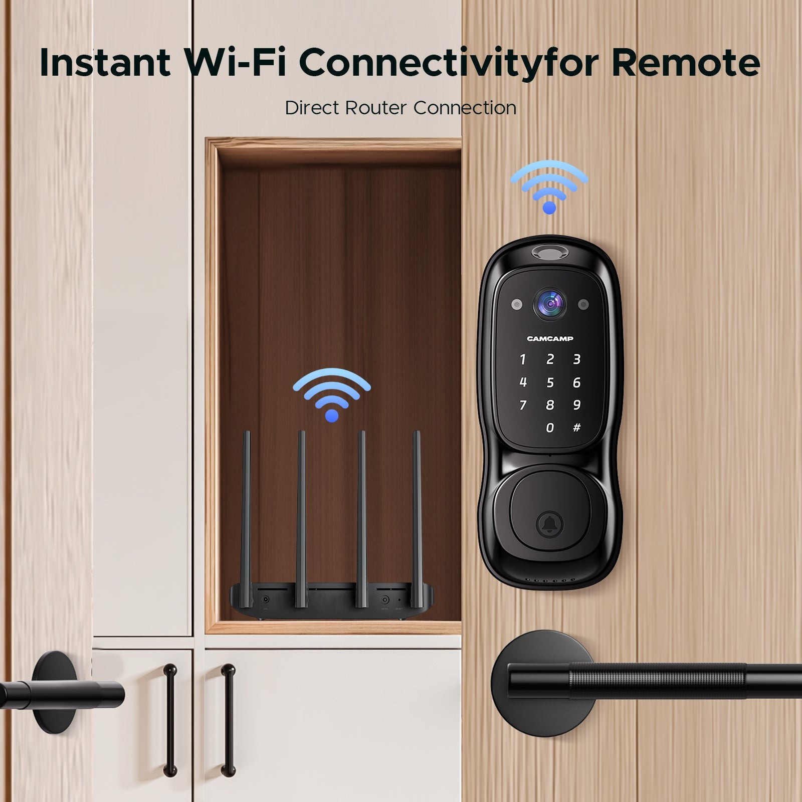 3-in-1 WiFi Video Smart Lock Camera+Doorbell+Fingerprint Keyless Entry Door Lock