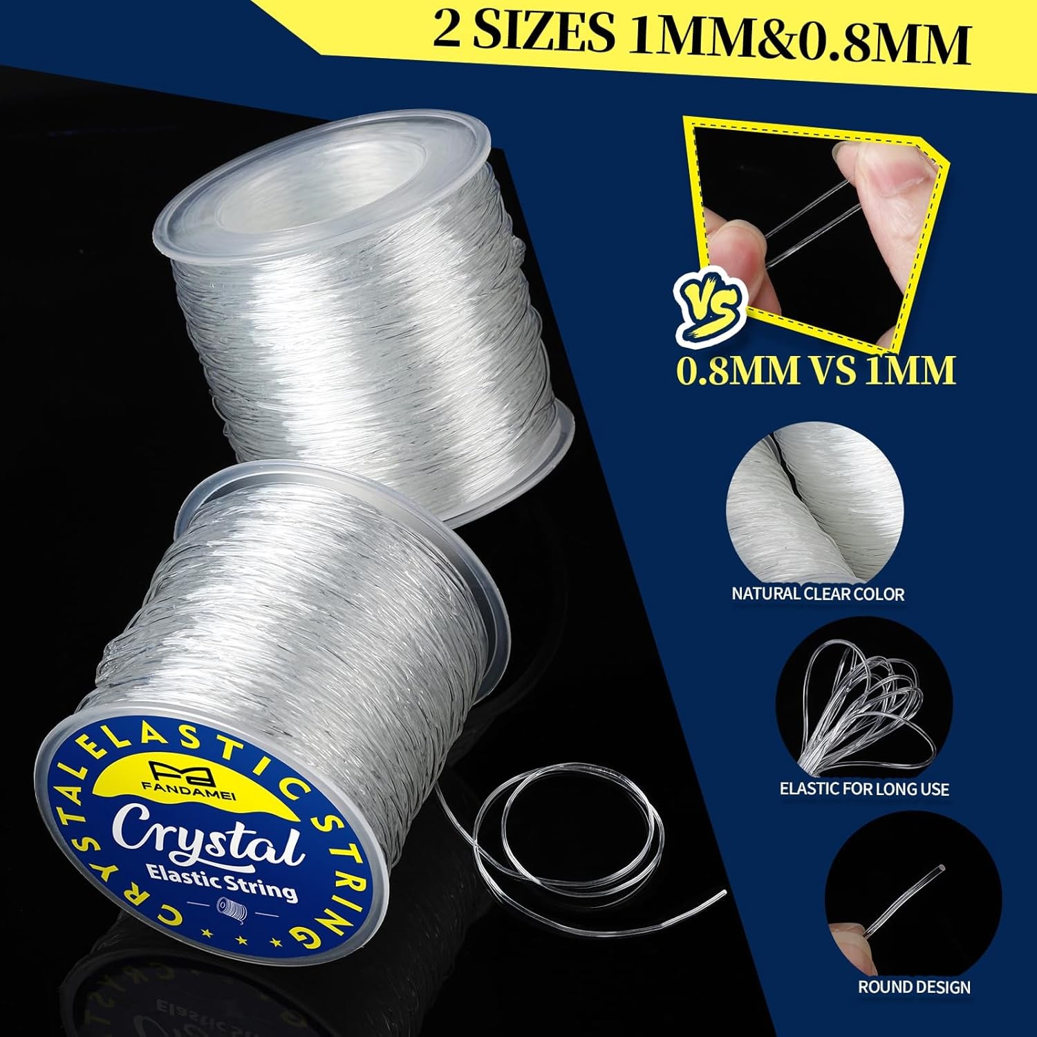 Elastic String Kit 1mm & 0.8mm – with Glue & Needles for Jewelry & Bracelets