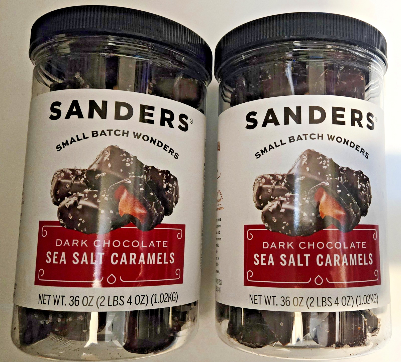2 X Sanders Dark Chocolate Sea Salt Caramels 36 oz