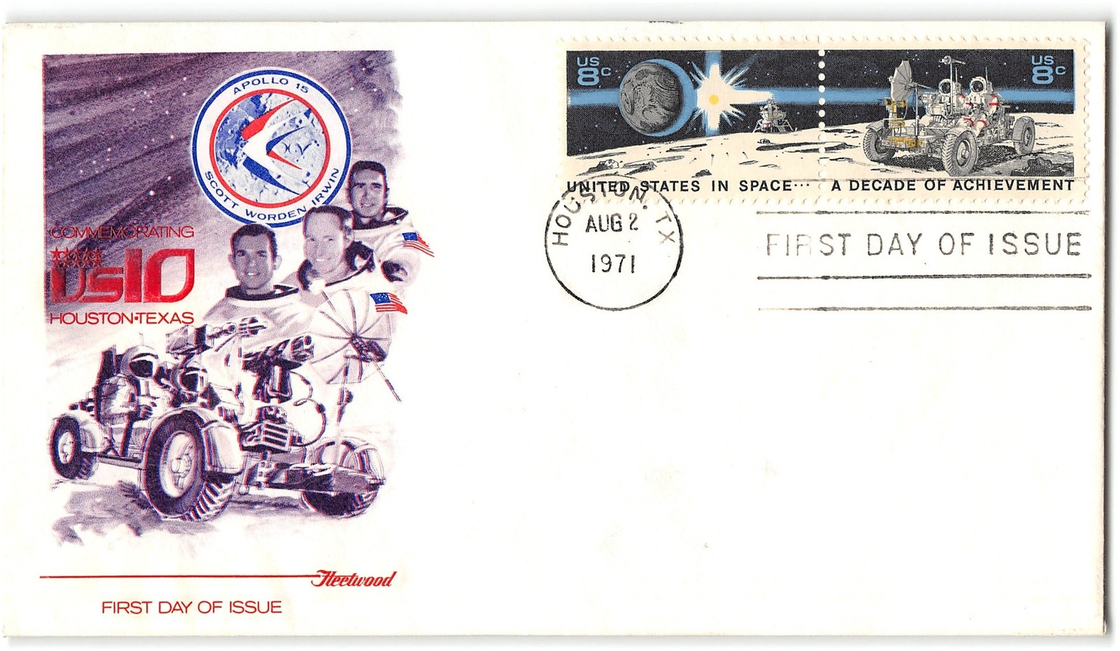 US #1435b FDC, 1971, Fleetwood, Houston TX, block of 2