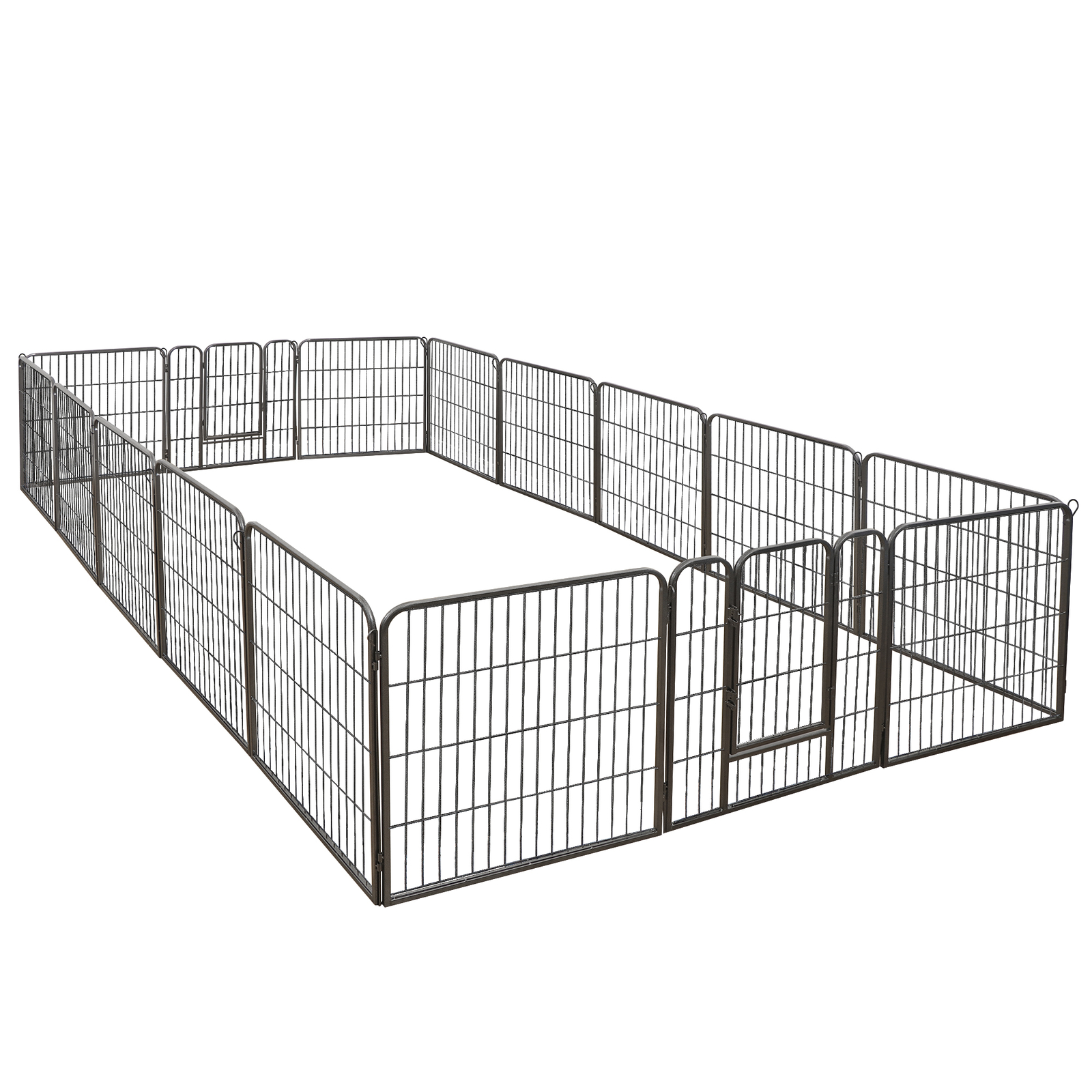 32'' 16 Panels Metal Pet Playpen Dog Fence Large Dog Kennel with Door Outdoor