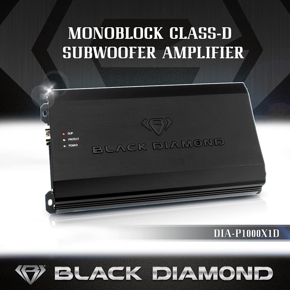 Black Diamond 2 x 12" Car Subwoofer Bundle with Monoblock Amplifier