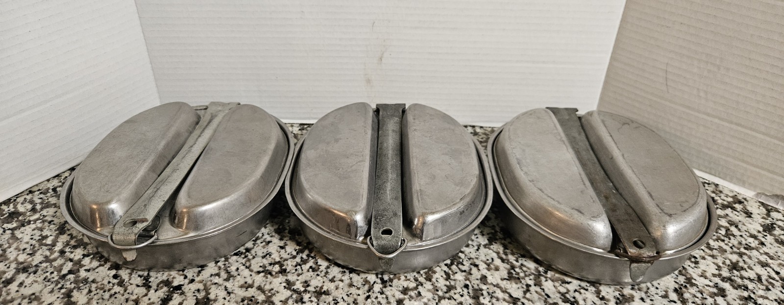 VTG 3 U.S. Army Mess Kits 2 1945 Great Vintage Condition.