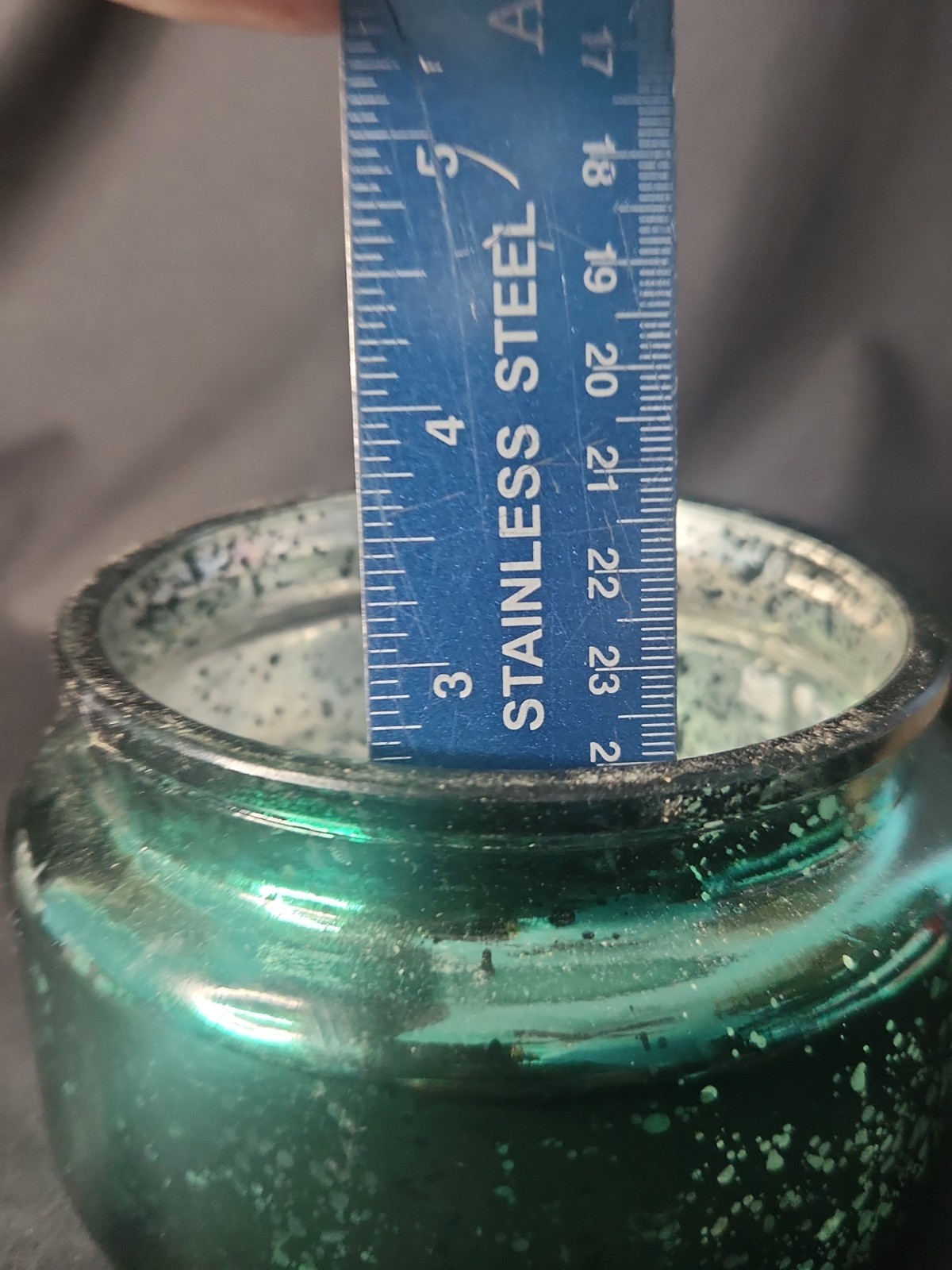 Empty Candle Jar with Wooden Lid Green "Mercury" Glass Refillable Storage