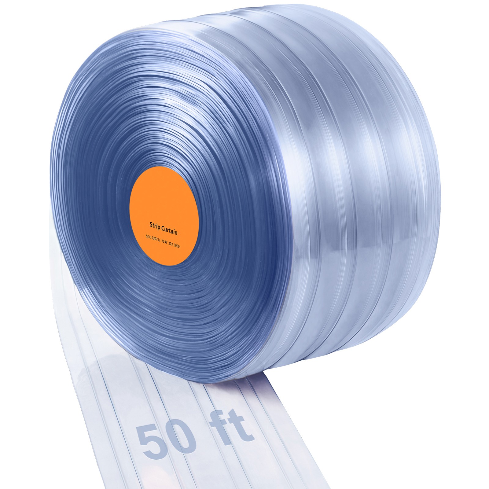 Uimoso PVC Ribbed Strip Curtain Roll, 50 ft x 8 in, Durable Plastic Door Strips