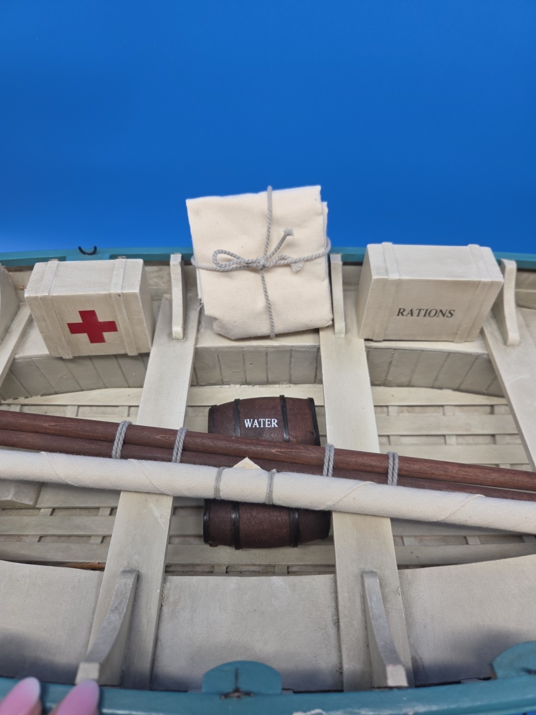 Vintage RMS Titanic Lifeboat No. 14 Replica 32" Wooden Model + Stands VERY NICE!