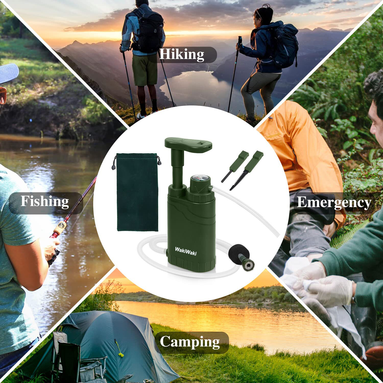 Hand-Pump Portable Water Filter Purification&Filtration 0.1μm Outdoor,Emergency