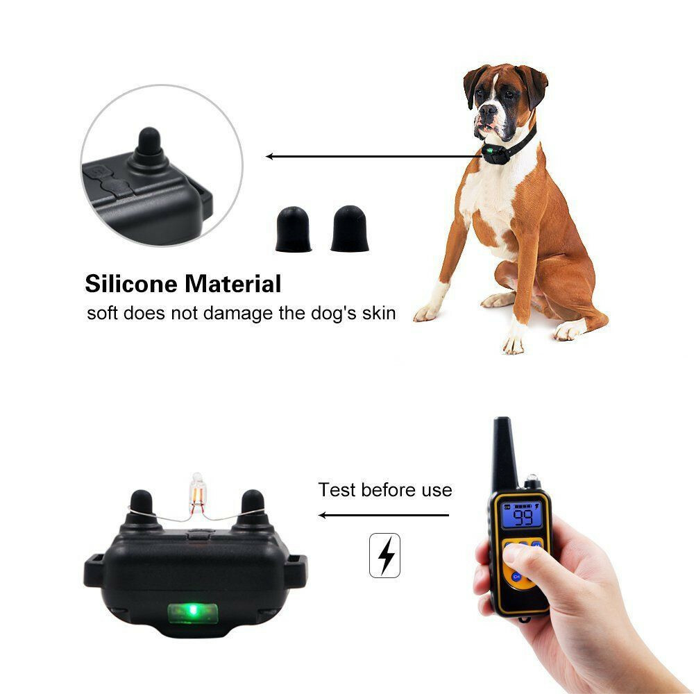 Waterproof Dog Training Electric Collar Rechargeable Remote Control 875 Yards US