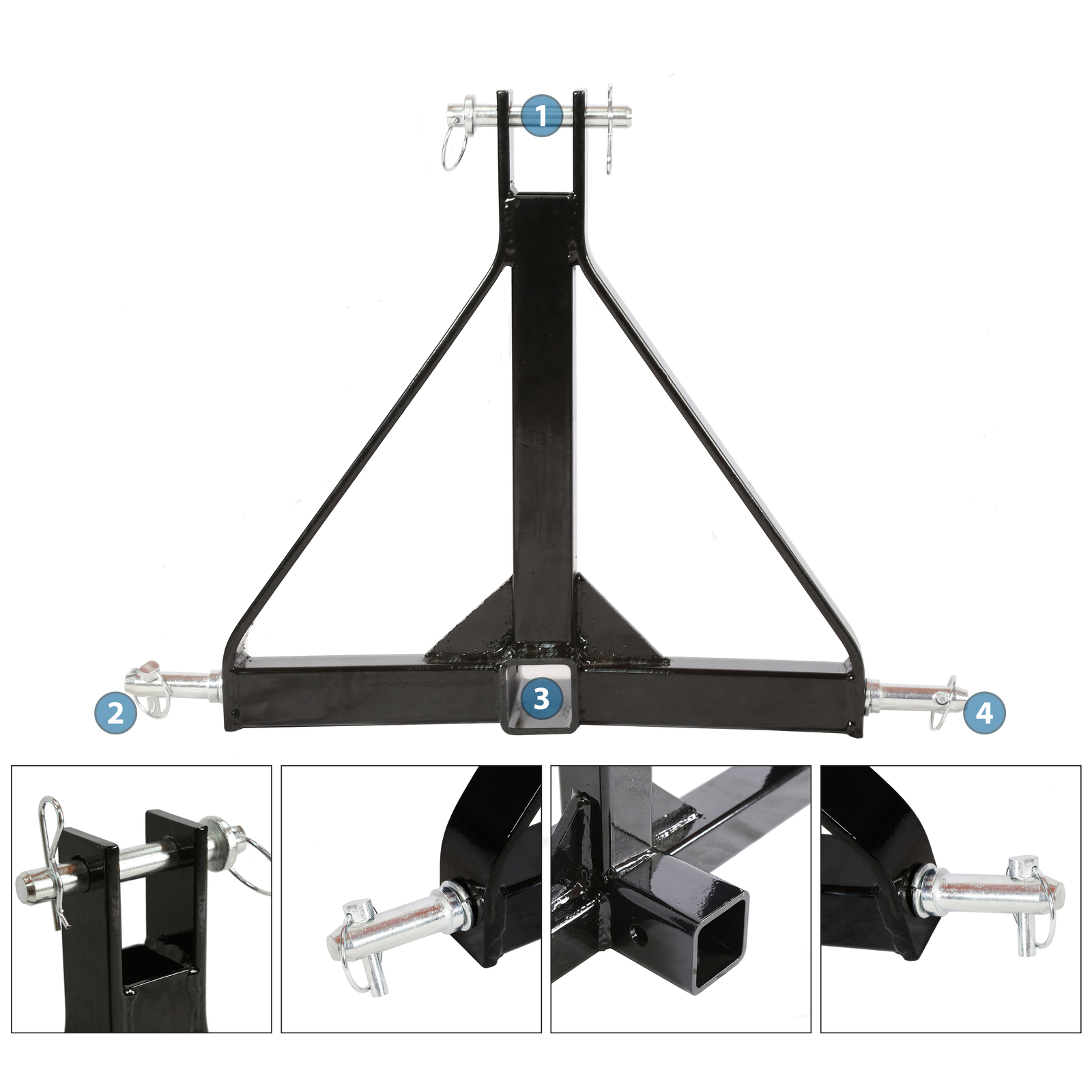 3 Point 2" Receiver Trailer Hitch Drawbar Adapter Category One Tractor