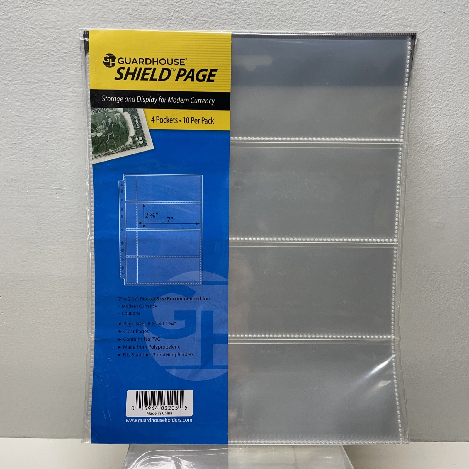 1 Pack of 10- 4 Pocket Vinyl Note Book Pages. For Modern Currency