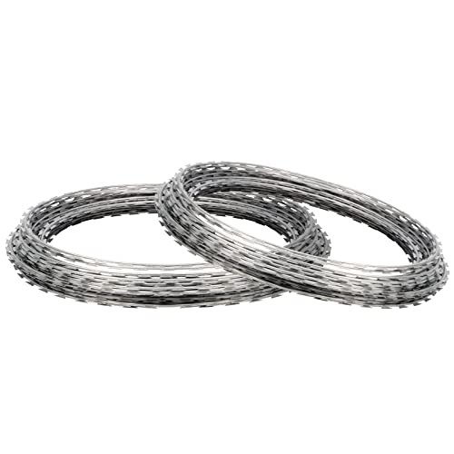 Razor Wire Galvanized Barbed Rope, 98 Feet Razor Ribbon Barbed Wire, 98Ft