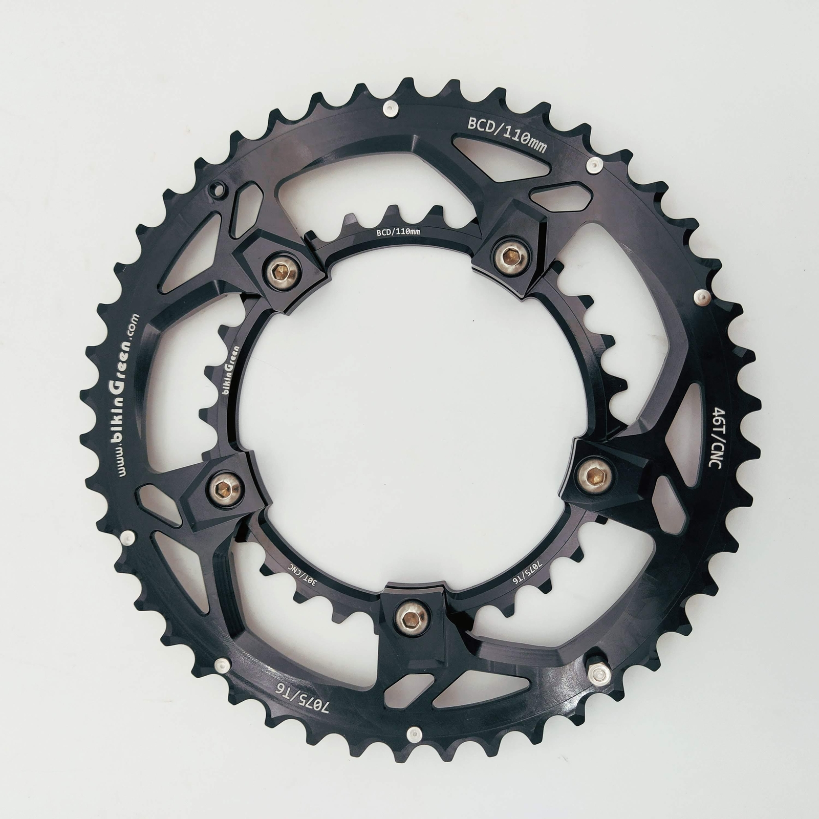 bikinGreen CNC Chainring 46/30 T BCD110 Fit Non Hidden or Hidden 5 Bolts Cranks