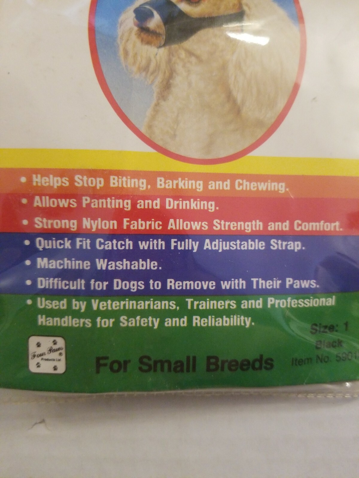 Four Paws Quick Fit Muzzle Size 1 Black Small Breeds NEW