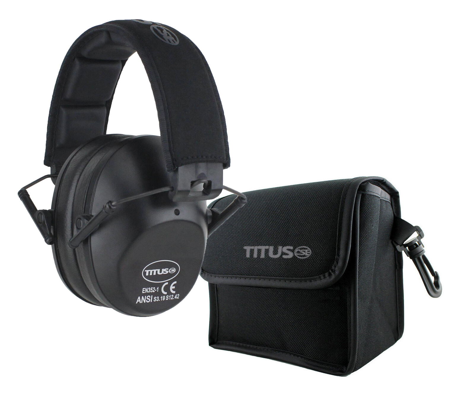 TITUS Shooting Gun Range Noise Reduction Ear Muffs High 34 NRR Protection Slim