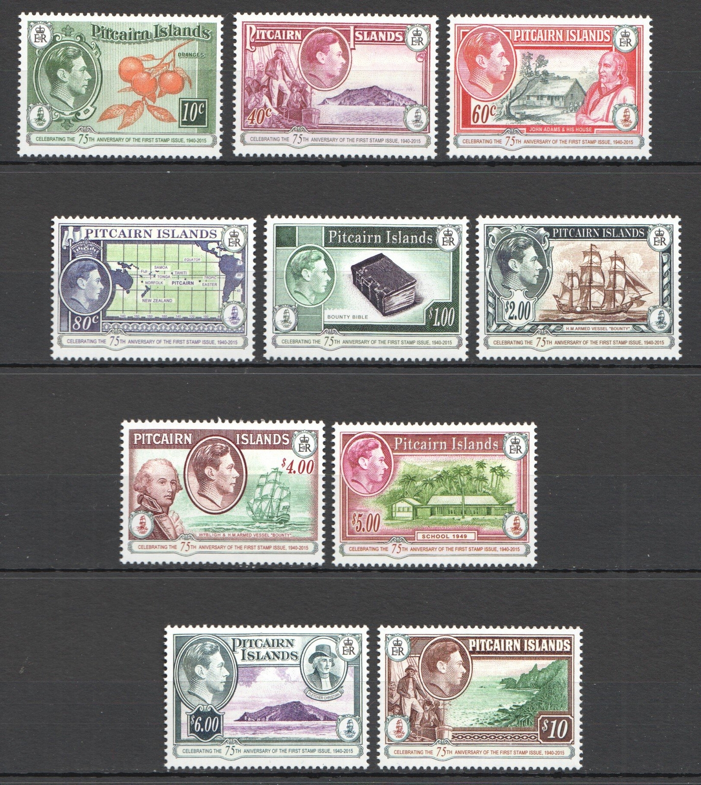 FT129 2015 PITCAIRN ISLANDS FIRST STAMP ISSUE #943-952 MICHEL 60 EURO SET MNH