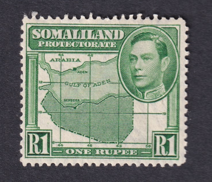 British Somaliland KGVI 1938 facing left 1R Map UM MNH ** never hinged