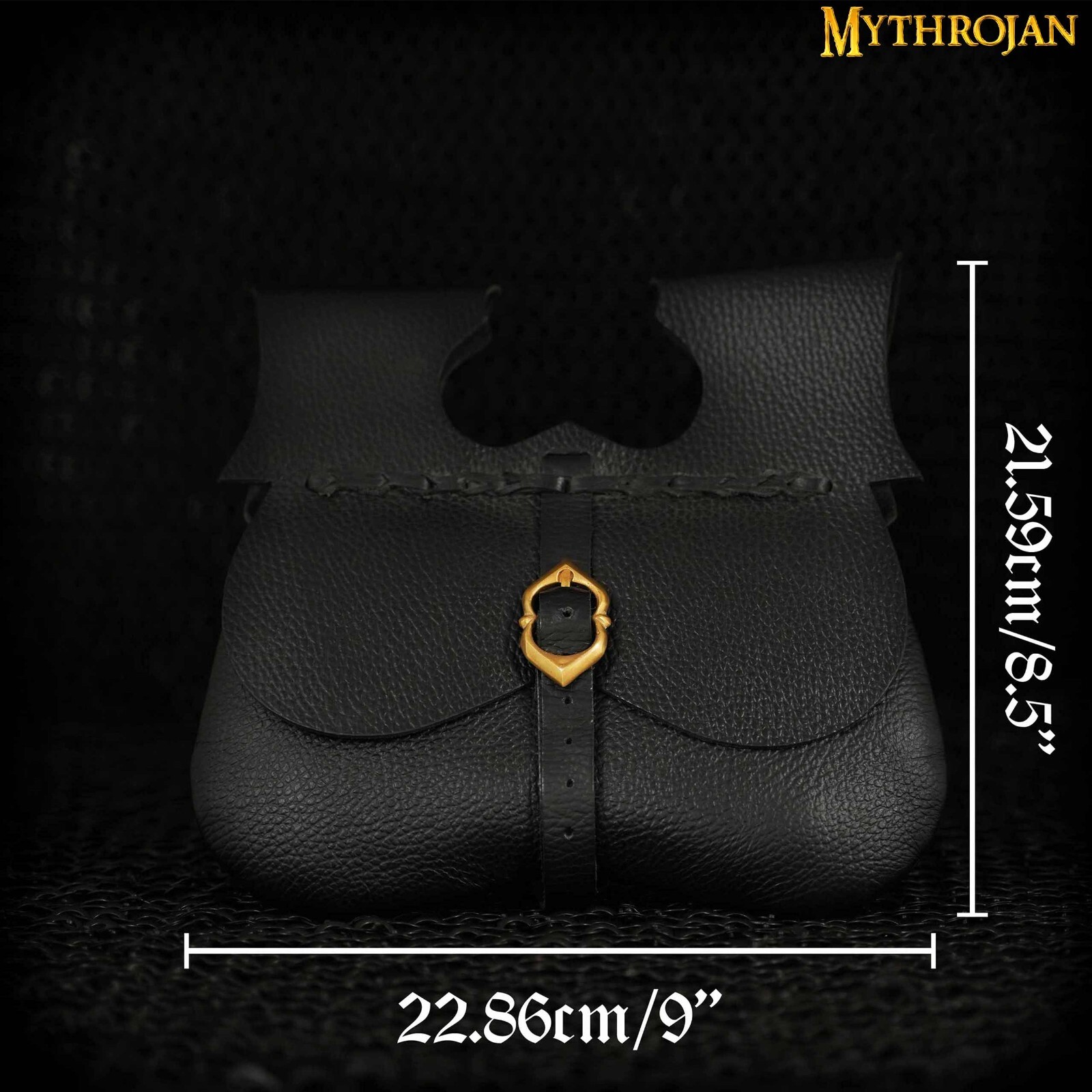 Medieval Leather Belt Pouch with Buckle Loop Reenactment Costume Bag Black