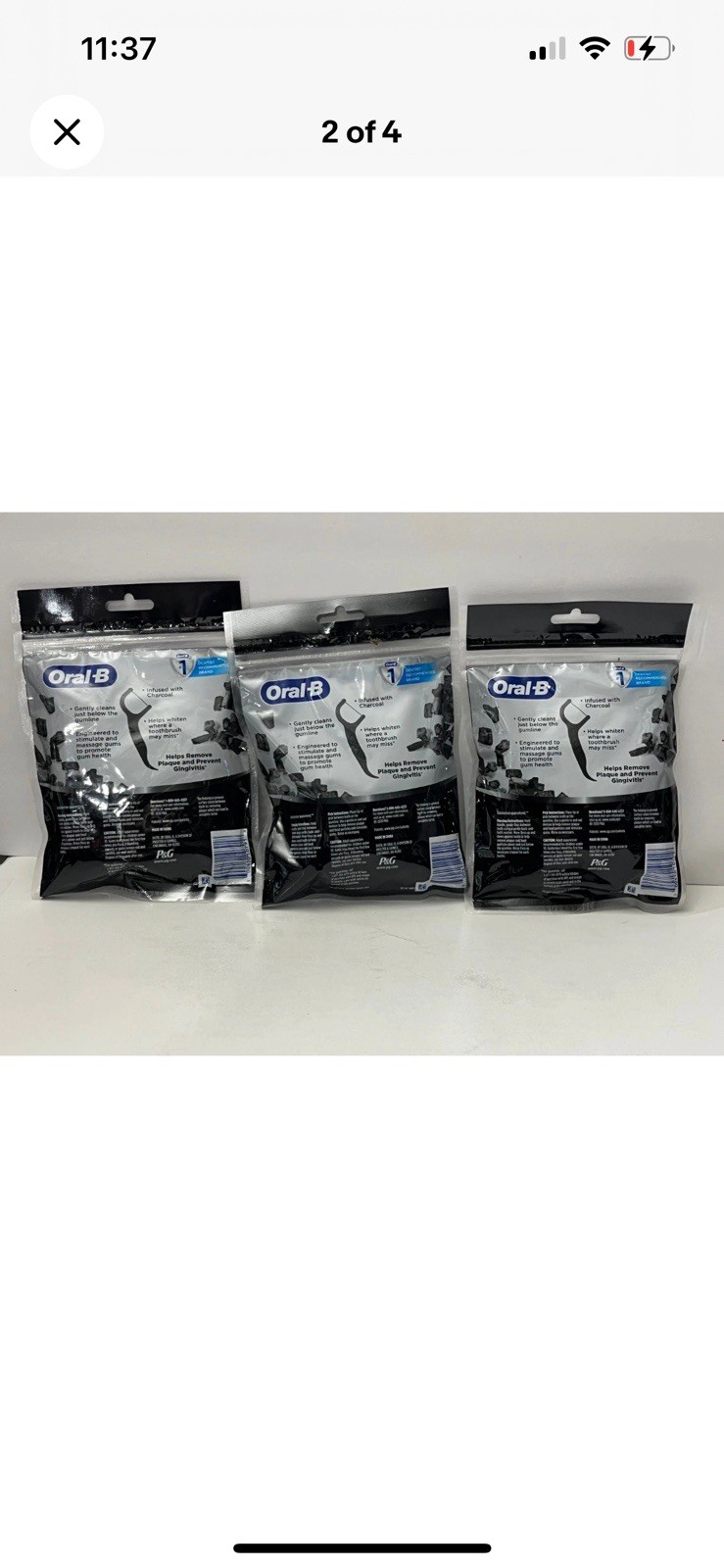 Oral-B Flossers Toothpicks Charcoal Mint Dental Picks 75ct (225 Total) Lot of 3