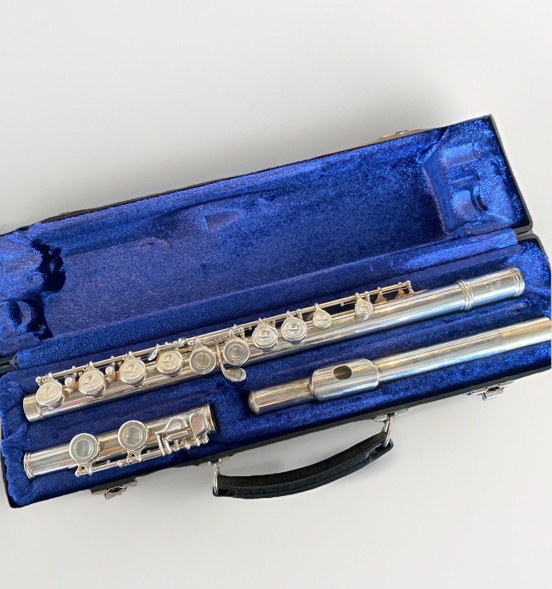 Emerson USA Open Hole Flute + Case Silver Plate Stamped 47799 1  AS IS PREOWNED