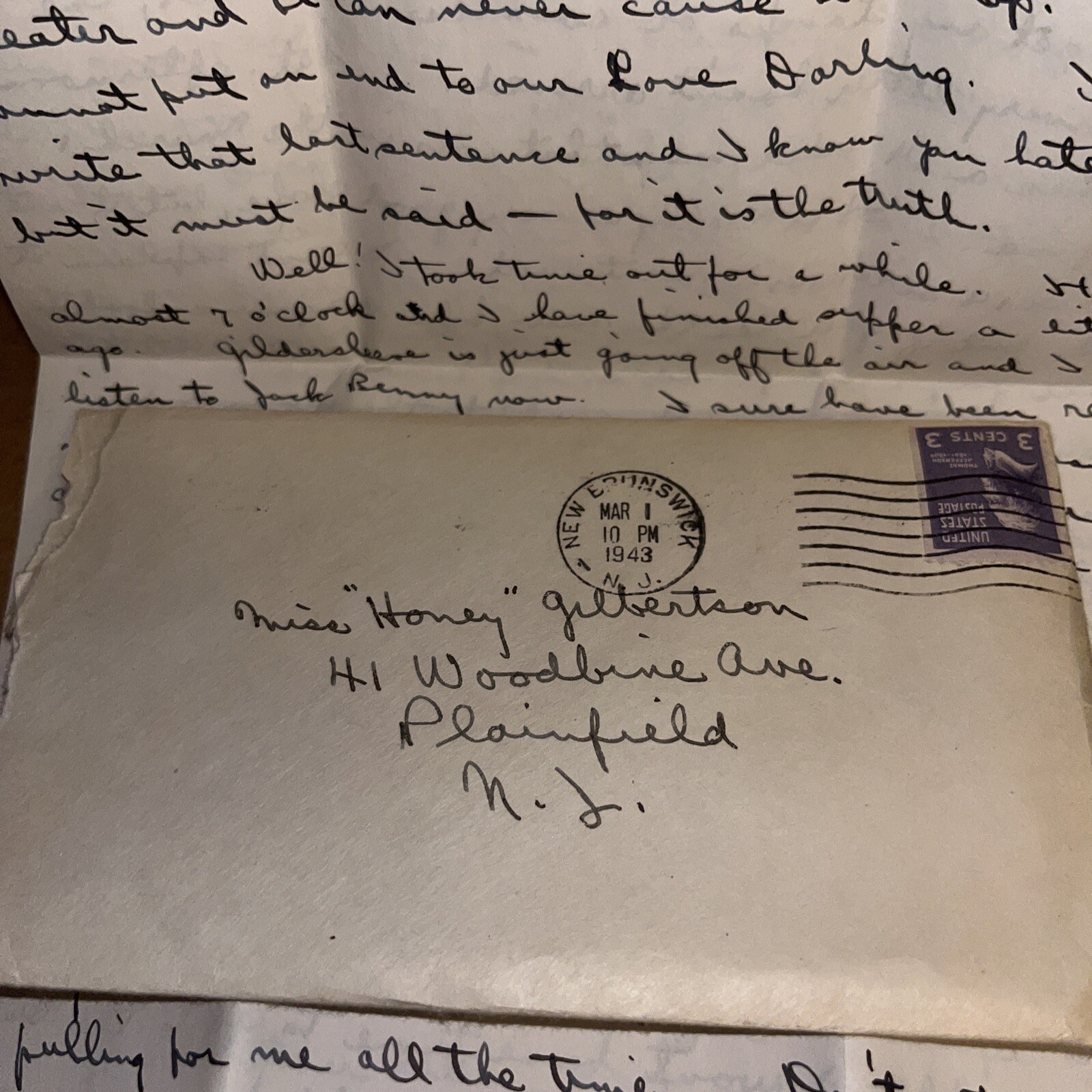 1943 Love Letter from Rutgers University Infirmary During Quarantine Jack Benny