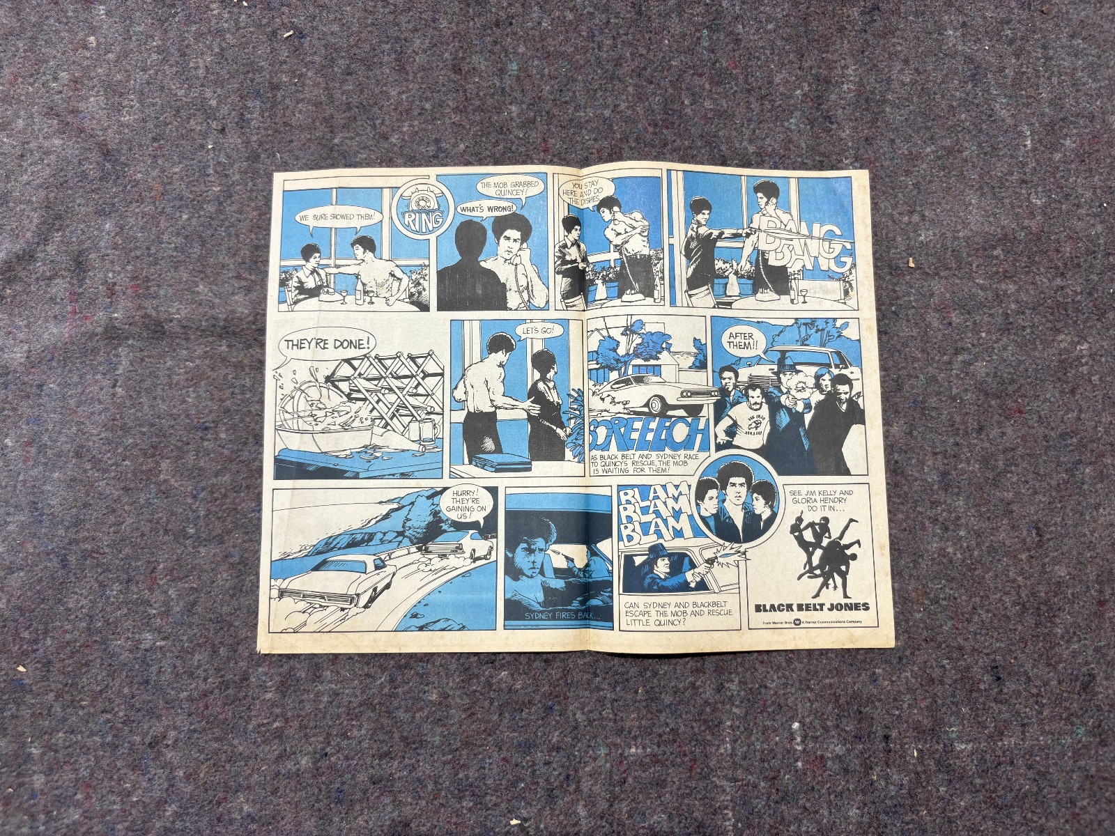BLACK BELT JONES herald 1974 Jim Dragon Kelly vs The Mob kung fu comic strip
