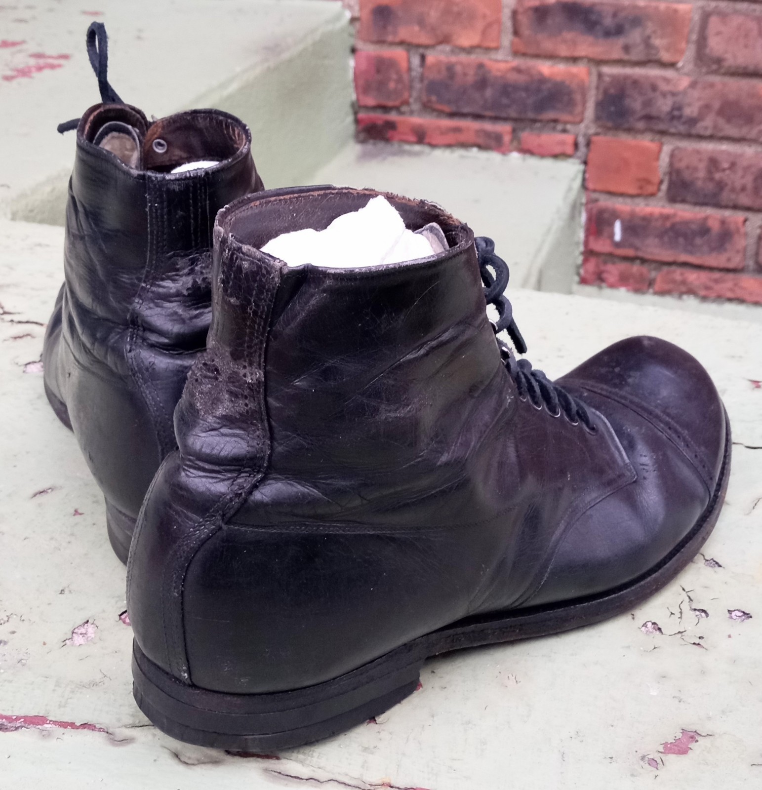 Span Am Indian Wars US Boots Black Leather 11" Long Goodrich Heels Volunteers