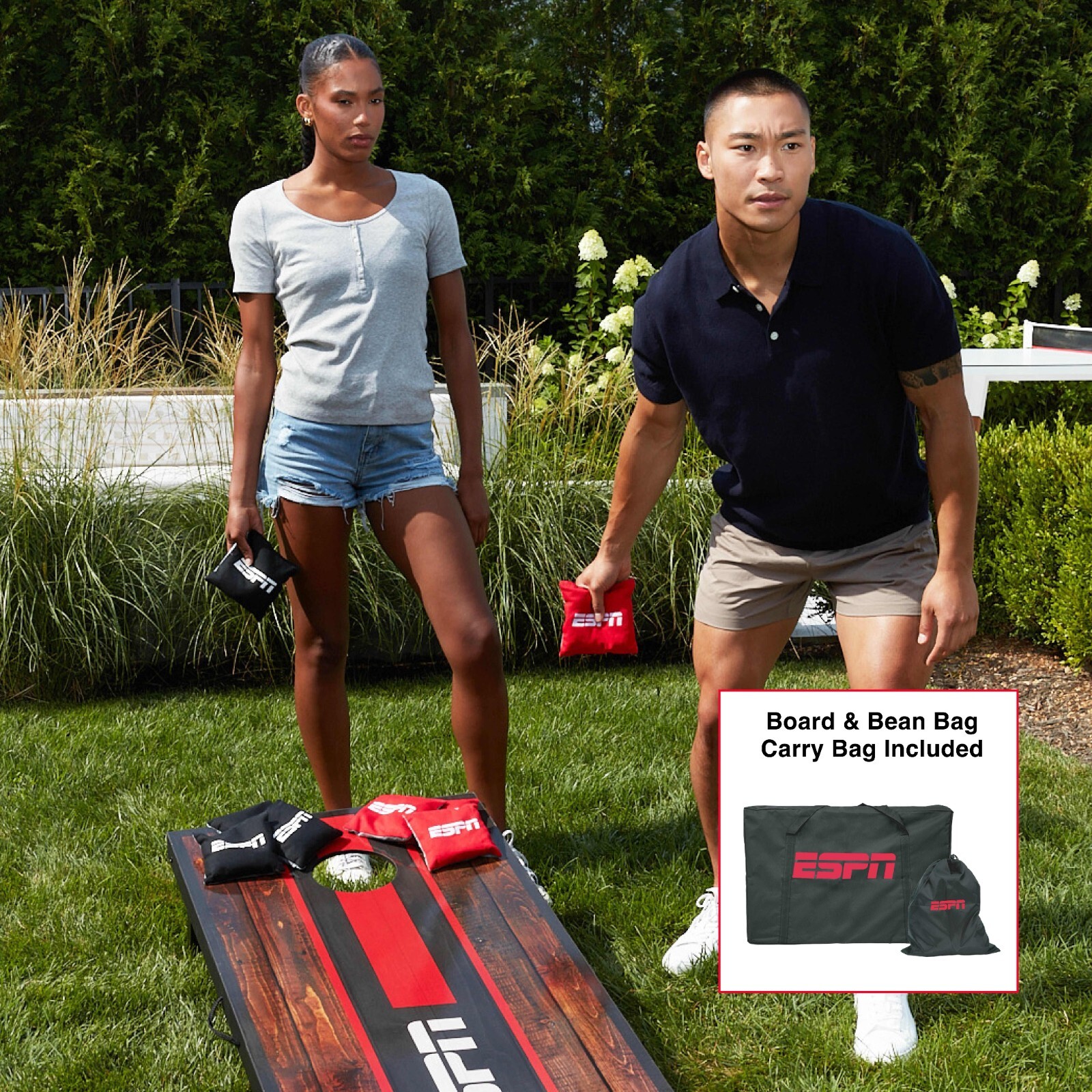 ESPN 2’x4’ Cornhole Board Set Includes Cornhole Bags and Travel Case